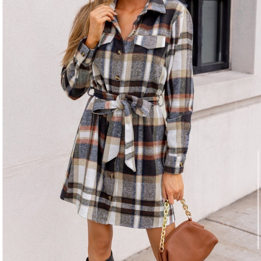 Sz L Plaid Dress